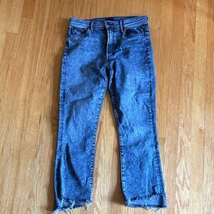 Mother Brand Step Crop Fray jeans in color Train Stops (washed black)